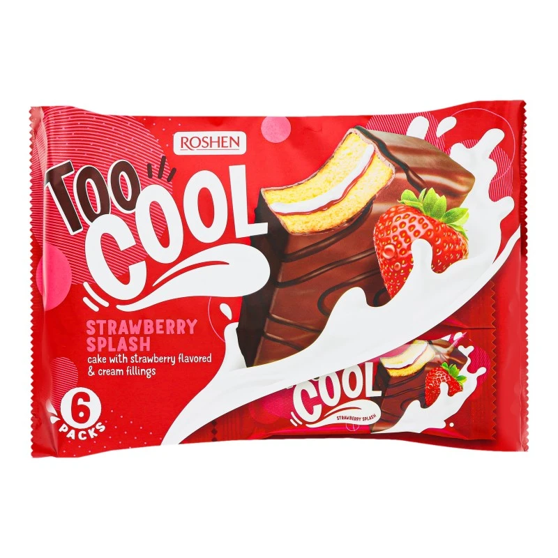 Тістечко бісквітне глазуроване Strawberry Splash Too Cool Roshen, 270 г