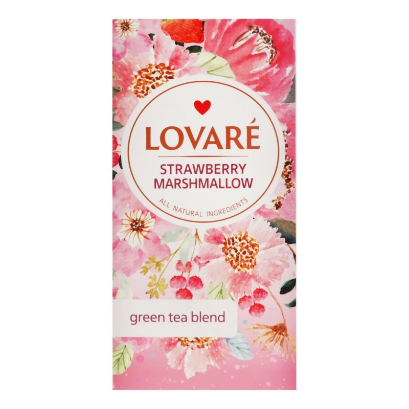 Чай пакетований зелений Strawberry marshmallow Lovare, 24 шт/уп.