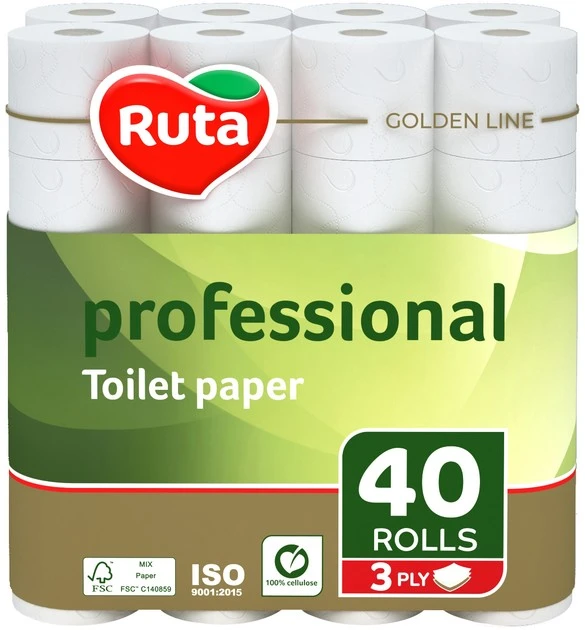 Папір Туалетний Ruta Professional 3сл  білий Ruta, 40 шт