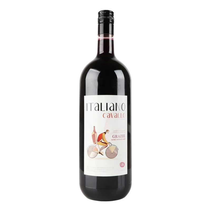 Напій винний червоний напівсолодкий Grazie Italiano Cavallo, 1.5 л