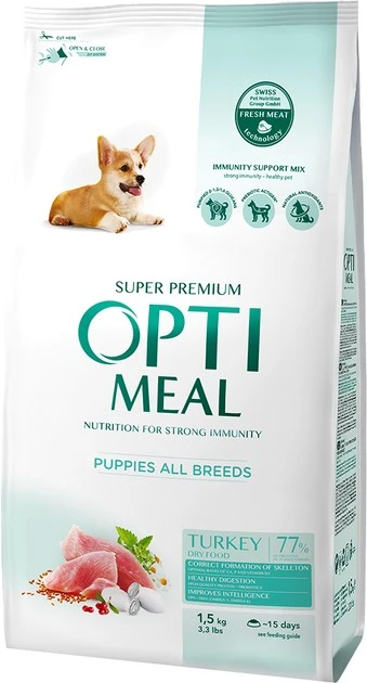 Корм сухий для цуценят з індичкою Optimeal, 1.5 кг