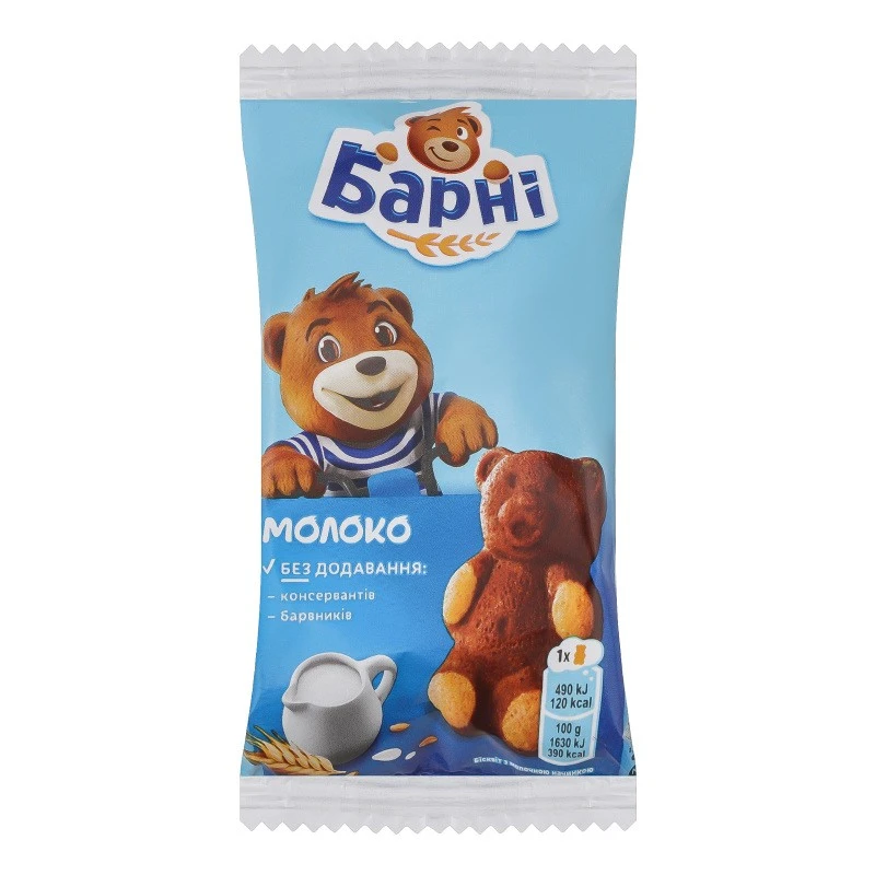 Тістечко бісквітне Молоко Барні, 30 г