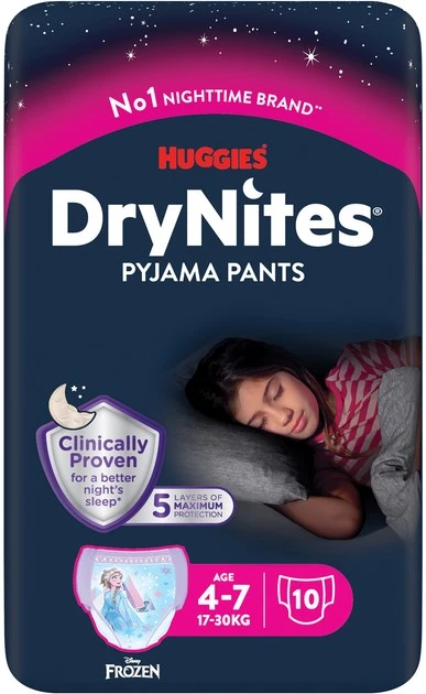 Трусики-підгузки для дітей 17-30 кг Frozen Huggies DryNites, 10 шт/уп.