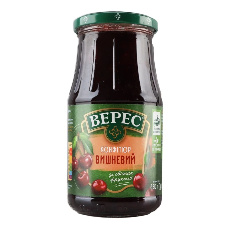 Консервований конфітюр вишневий Верес, 620 г