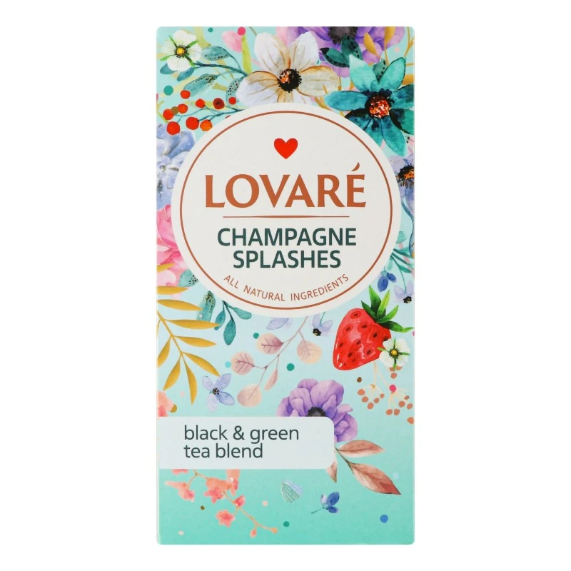 Чай пакетований чорний та зелений Champagne Splashes Lovare, 24 шт/уп.