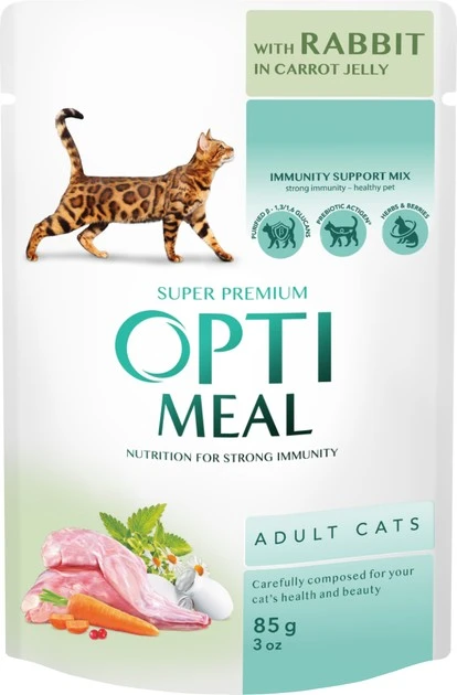 Корм для котів із кроликом у морквяному желе Optimeal, 85 г