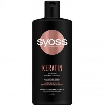 Шампунь із Блакитним Лотосом для ламкого волосся Keratin Syoss, 440 мл