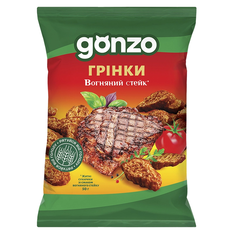 Гренки житні вогняний стейк Gonzo, 50г