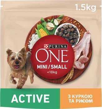 Корм сухий для собак маленьких порід із куркою та рисом Purina One, 1.5 кг