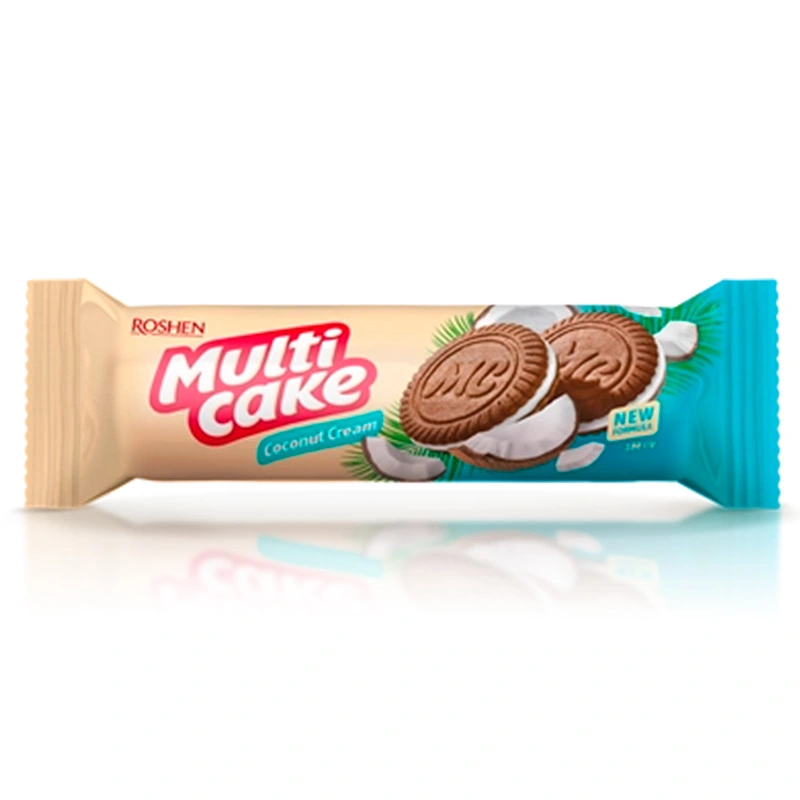 Печиво-сендвіч Multicake з начинкою кокос-крем Roshen, 180 г
