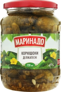 Мариновані огірки корнішони делікатесні Маринадо, 720 мл