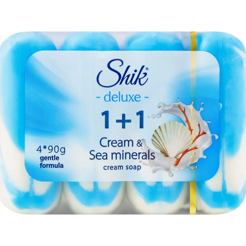 Крем-мило тверде 1+1 Deluxe Крем&amp;Морські мінерали Shik, 4*90г (екопак)