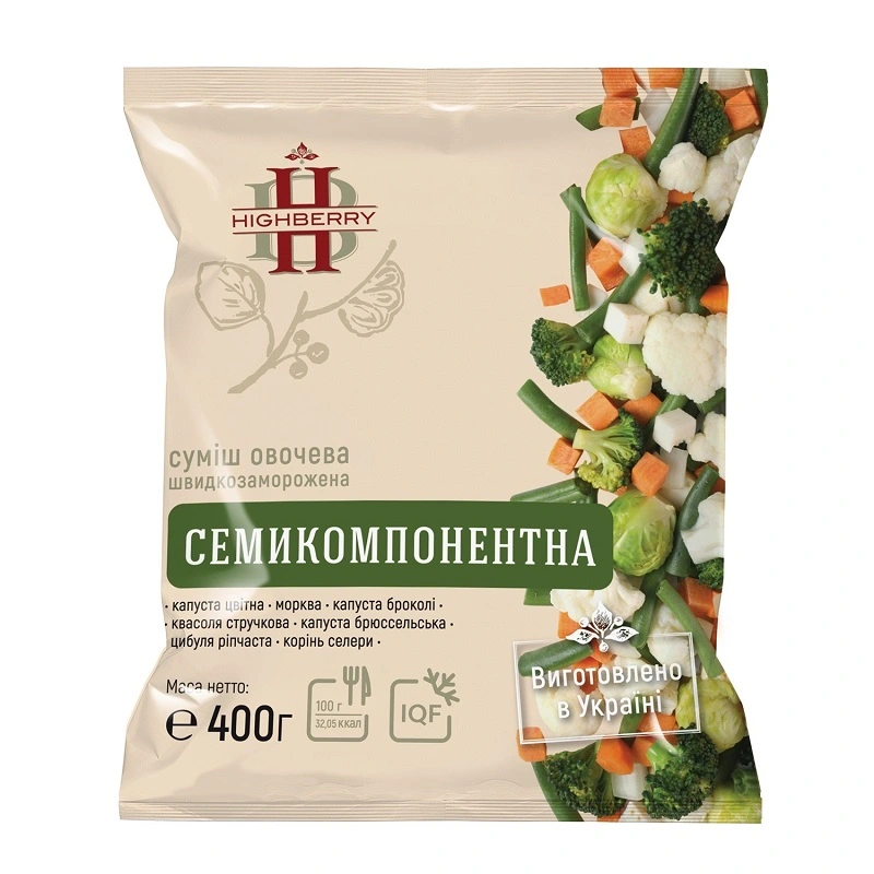 Суміш овочева швидкозаморожена Семикомпонентна Highberry м/у 400г