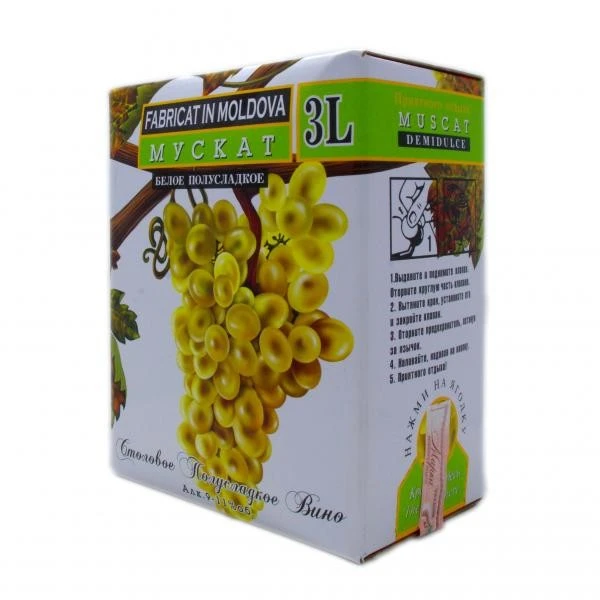 Вино біле напівсолодке Vin Muscat Alianta, 3 л