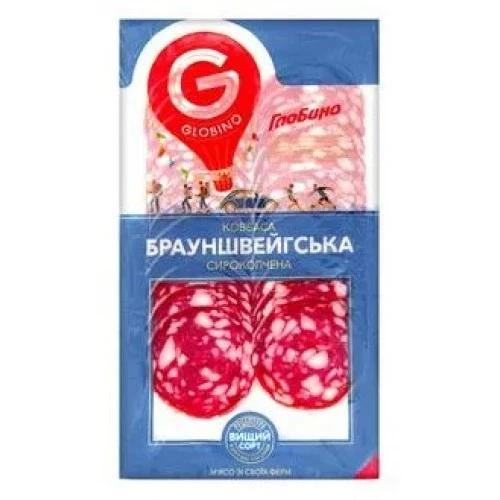 Ковбаса сирокопчена Брауншвейгська в/г Глобино, 80 г