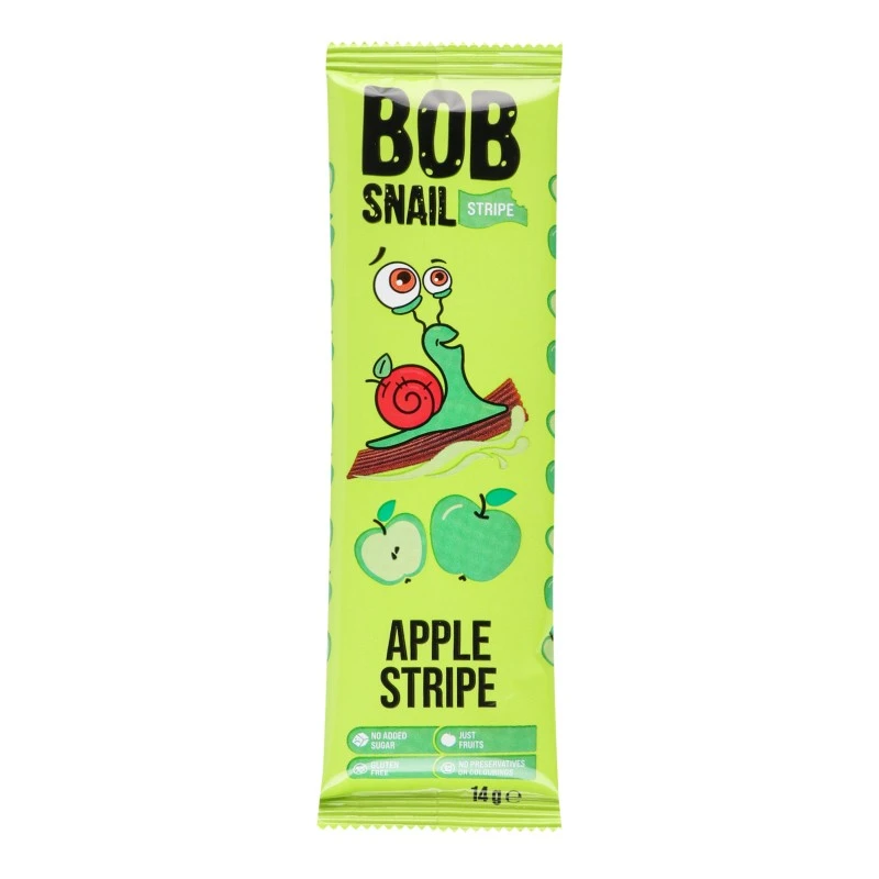 Цукерка фруктова страйпси яблучні Bob Snail, 14 г