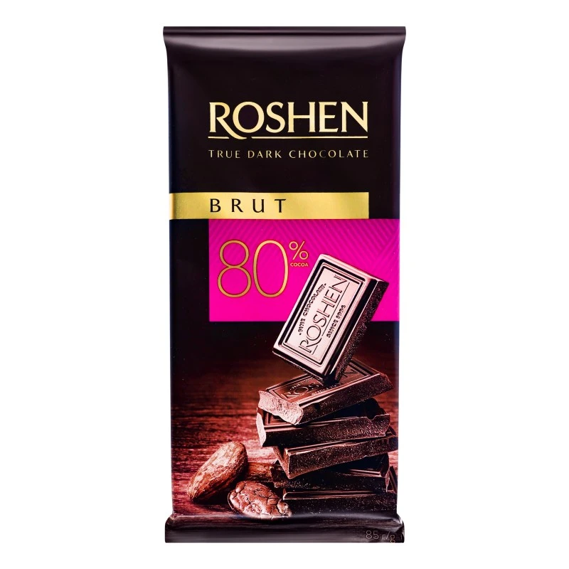 Шоколад 80% чорний Brut Roshen, 85 г