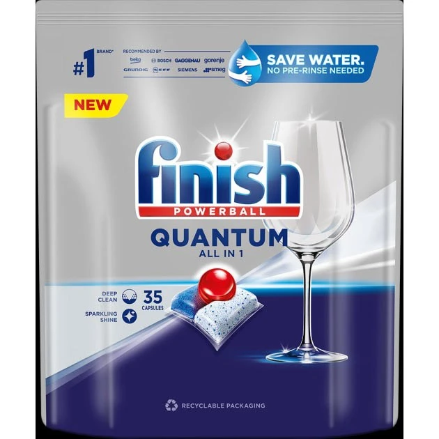 Капсули для посудомийних машин All in1 Quantum Powerball Finish, 35 шт/уп.