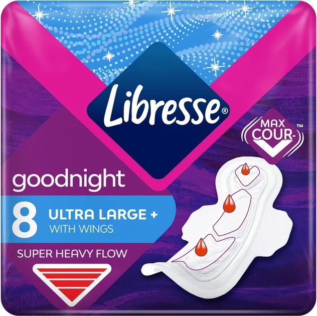Прокладки гігієнічні Ultra Large+ Goognight Libresse, 8 шт/уп.