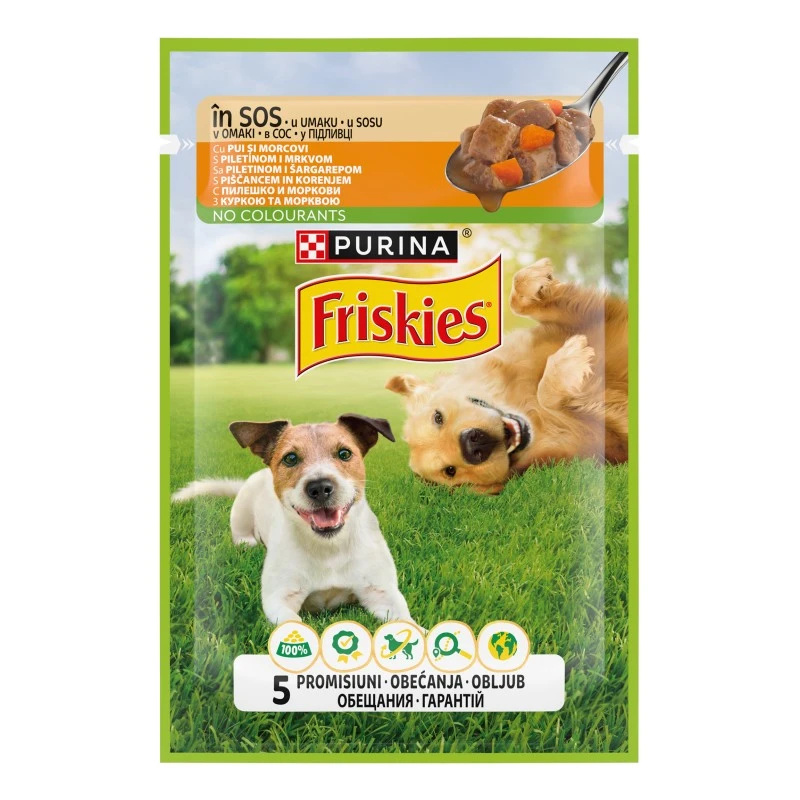 Корм для собак з куркою та морквою шматочки у підливі Friskies, 85 г