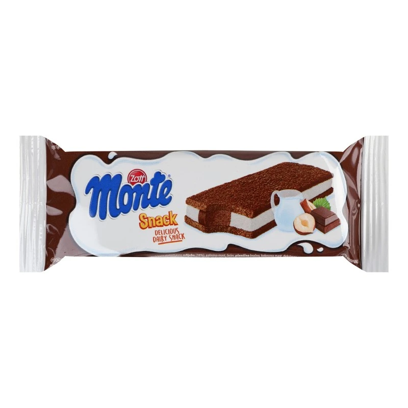 Тістечко з вершковим наповненням молока шоколаду та лісових горіхів Snack Monte, 29 г