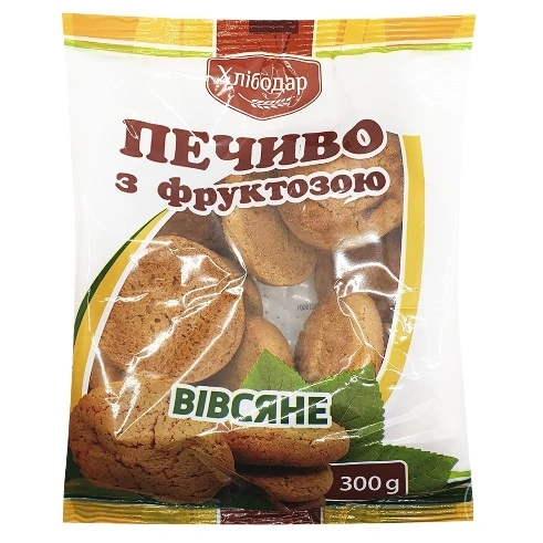 Печиво вівсяне з фруктозою Хлібодар, 300 г