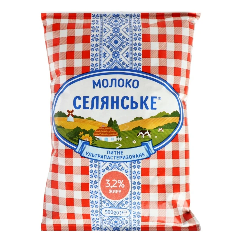 Молоко 3.2% ультрапастеризоване Селянське, 900 г