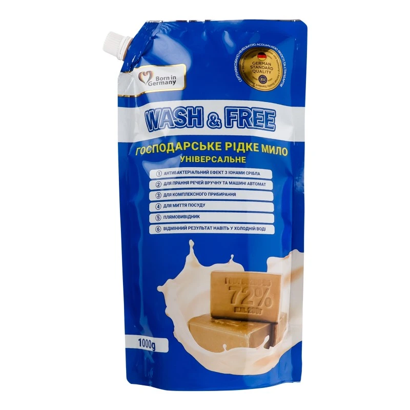 Мило рідке господарське універсальне Wash&amp;Free, 1кг