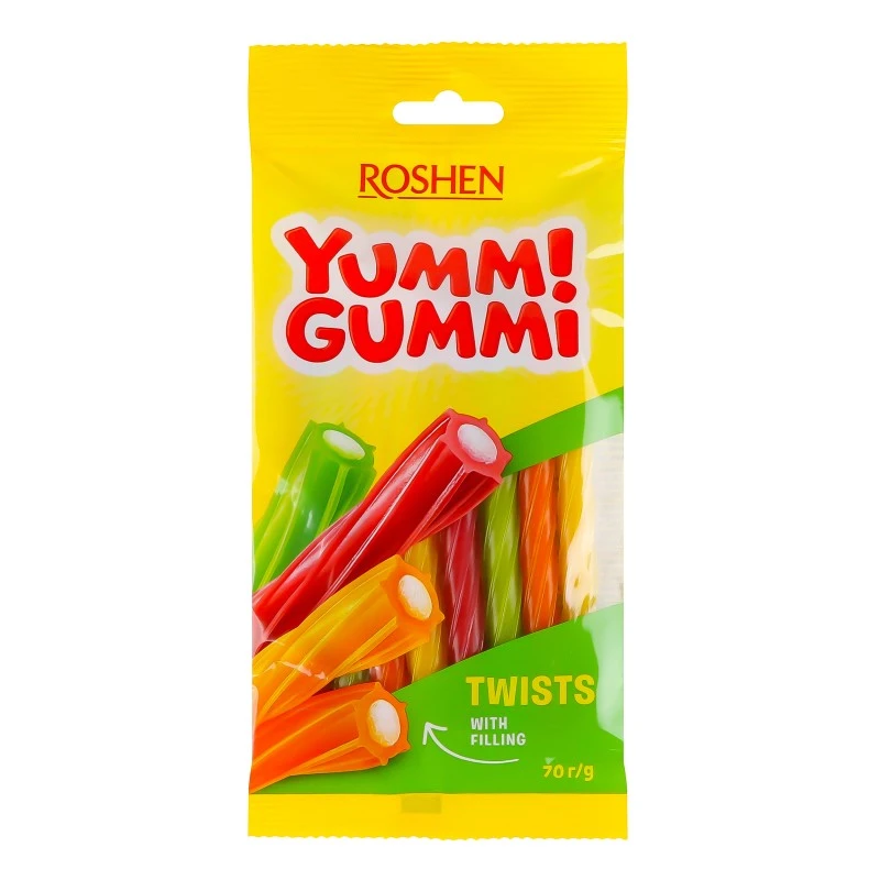Цукерки желейні неглазуровані Twists Yummi Gummi Roshen, 70 г