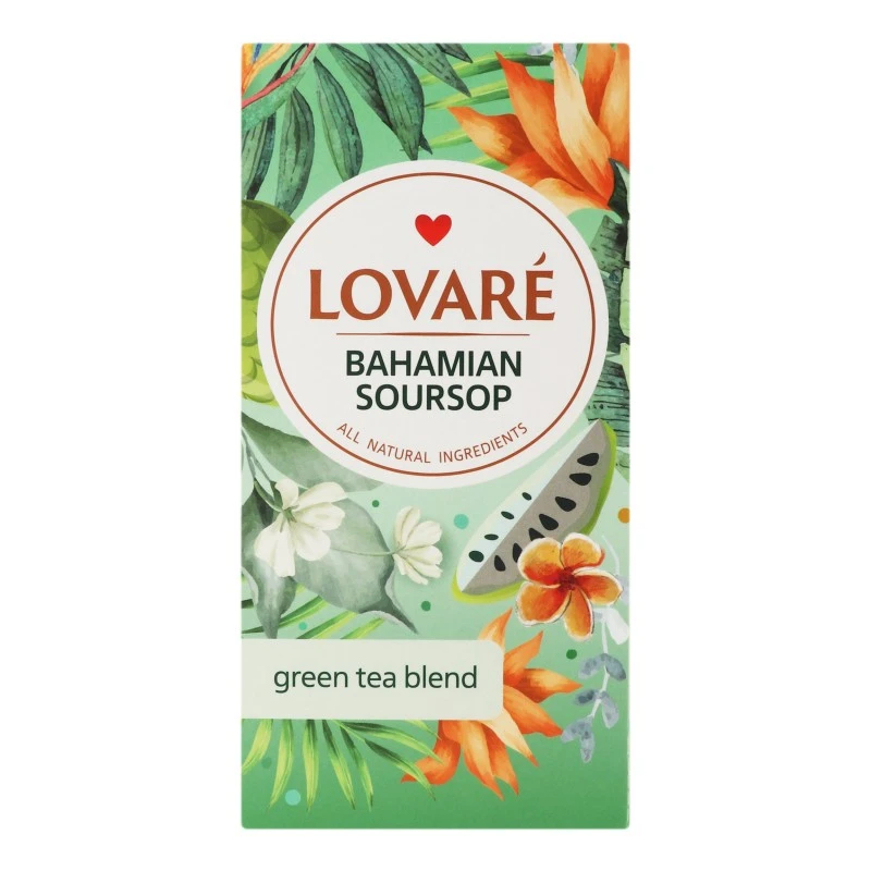 Чай пакетований зелений Bahamian Soursop Lovare, 24 шт/уп.