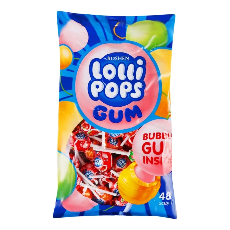 Карамель Фруктовий мікс Lollipops Gum Roshen, 920 г