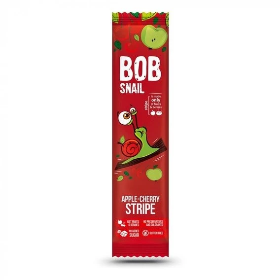 Цукерка фруктово-ягідна Apple-cherry Stripe Bob Snail, 14 г