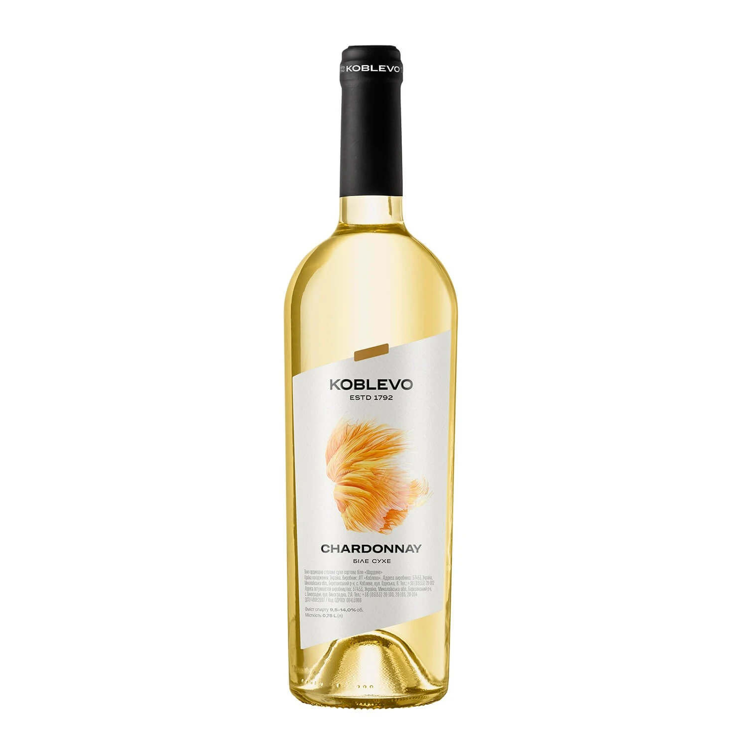 Вино біле сухе Chardonnay Koblevo, 0.75 л