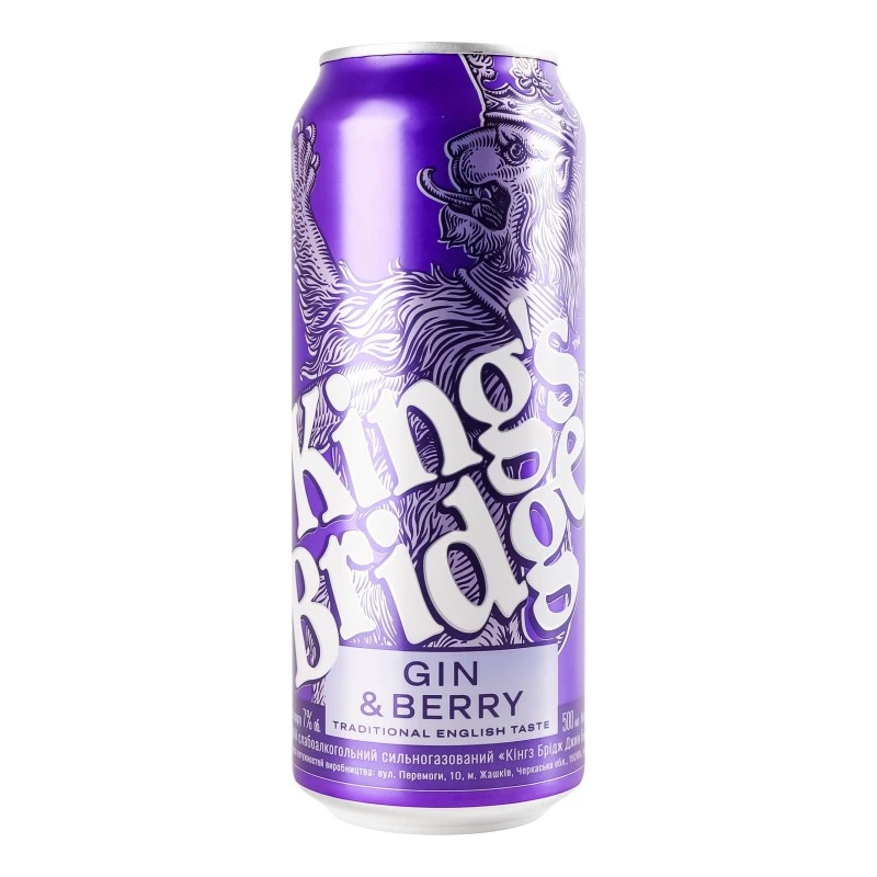 Напій слабоалкогольний 7% сильногазований Gin&amp;Berry King&#039;s Bridge з/б 0.5 л