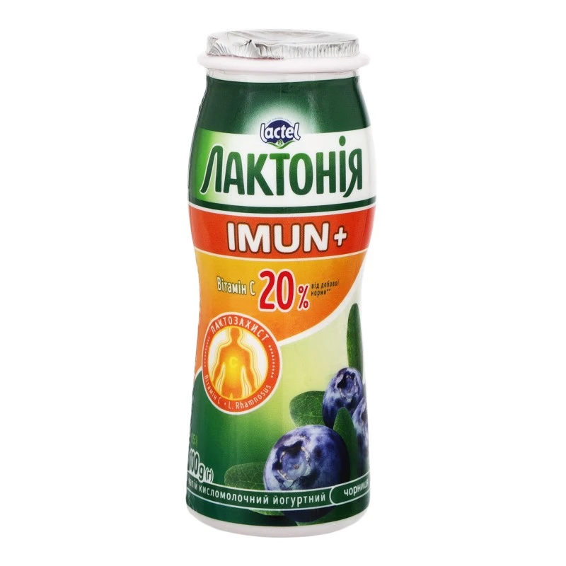 Напій кисломолочний 1.5% Чорниця Imun+ Лактонія, 100 г
