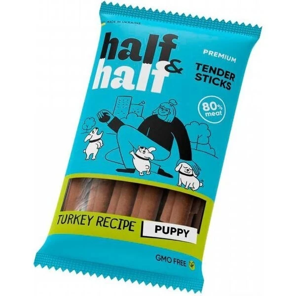 Ласощі м&#039;ясні палички для цуценят з індичкою Tender sticks Premium Half&amp;Half м/у 100г