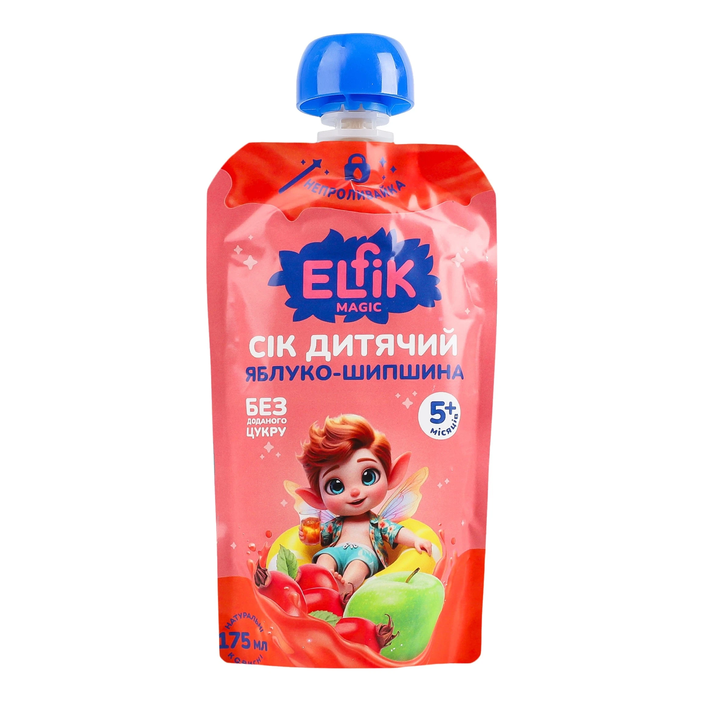 Сік дитячий яблуко-шипшина дой-пак Elfik Magic, 0.175 г