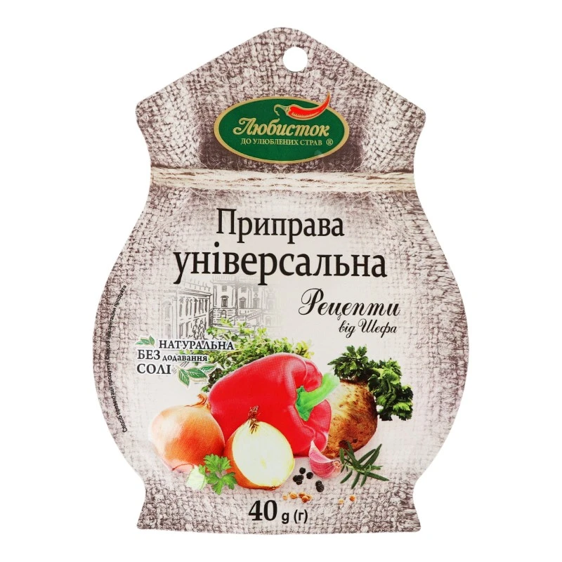 Приправа універсальна Рецепти від шефа б/солі Любисток, 40 г