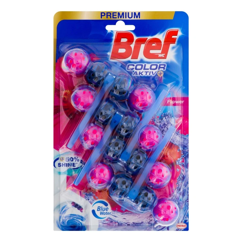 Блок для очищення унітазу Flower Color Aktiv Bref, 4 шт/уп.