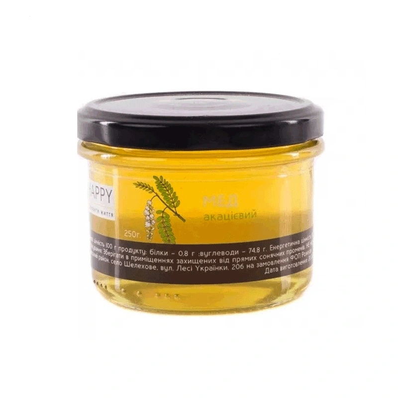 Мед акацієвий BeeHappy, 250 г