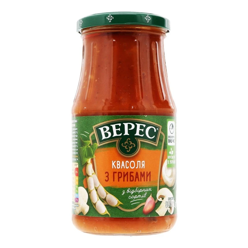 Консервована квасоля з грибами Верес, 500 г