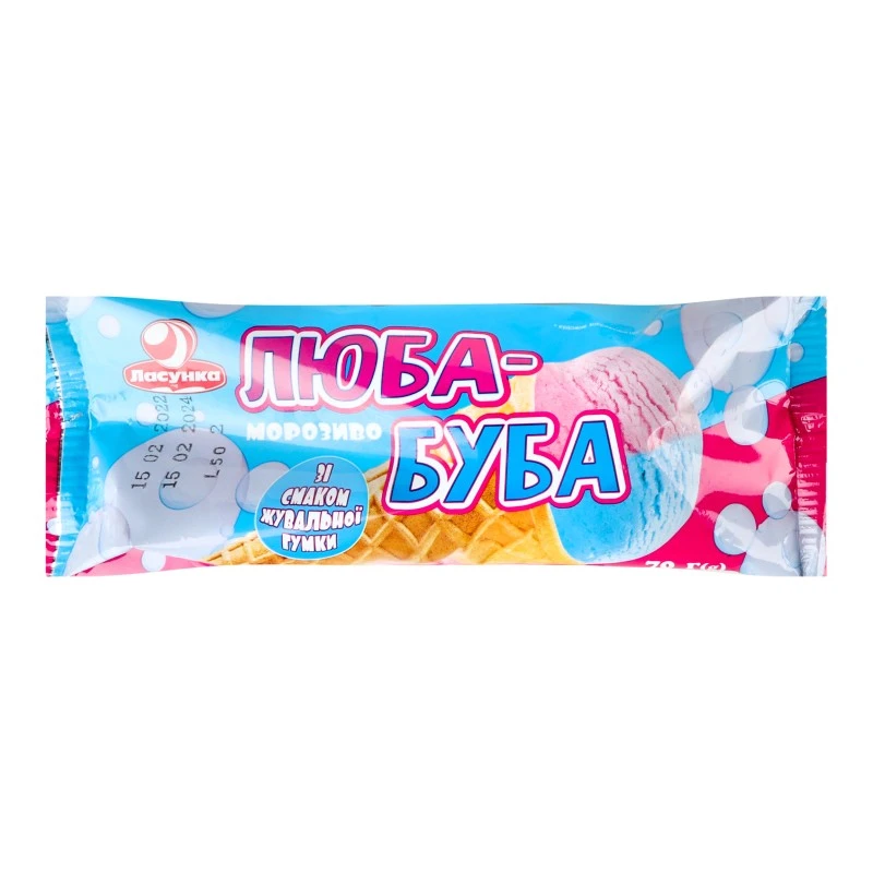 Морозиво ріжок Люба-буба двокольорова Ласунка, 70 г