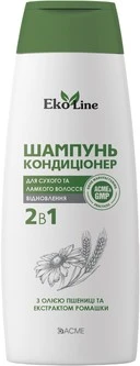 Шампунь-кондиціонер для сухого та ламкого волосся 2в1 Відновлення EkoLine, 400 мл