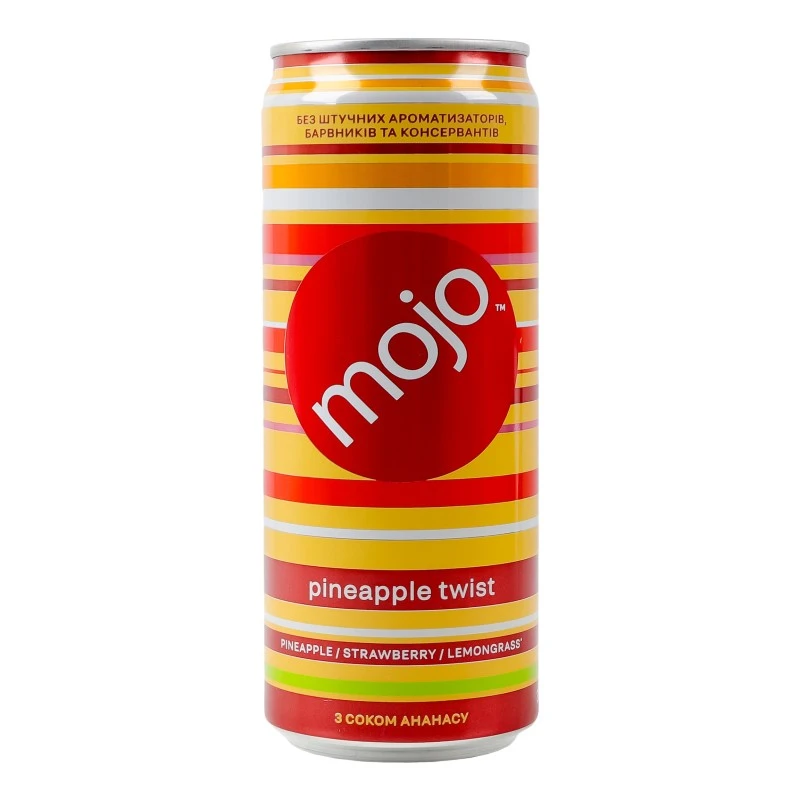 Напій безалкогольний з соком ананасу Пайнепл твіст Mojo, 0.33 л