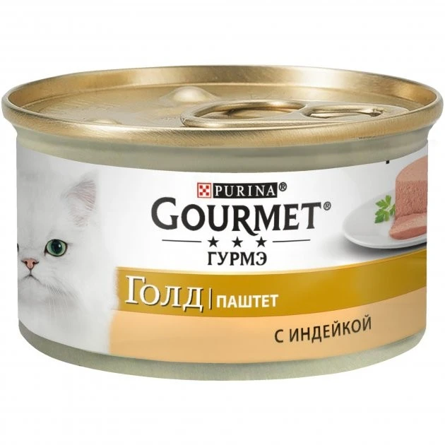Корм для котів Паштет з індичкою ж/б Gold Gourmet, 85 г