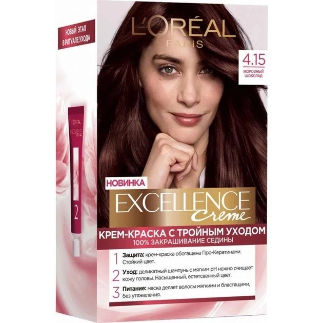 Фарба для волосся 4.15 Морозний шоколад Excellence Cool Creme L&#039;Oreal Paris, 1 шт