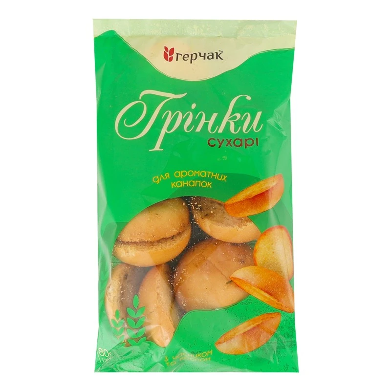 Грінки пшеничні з часником та кропом Герчак, 80 г