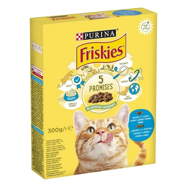 Корм сухий для котів З лососем та овочами Friskies, 300 г