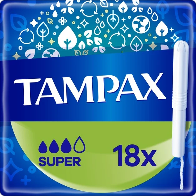 Тампони гігієнічні з аплікатором Super Tampax, 18 шт/уп.