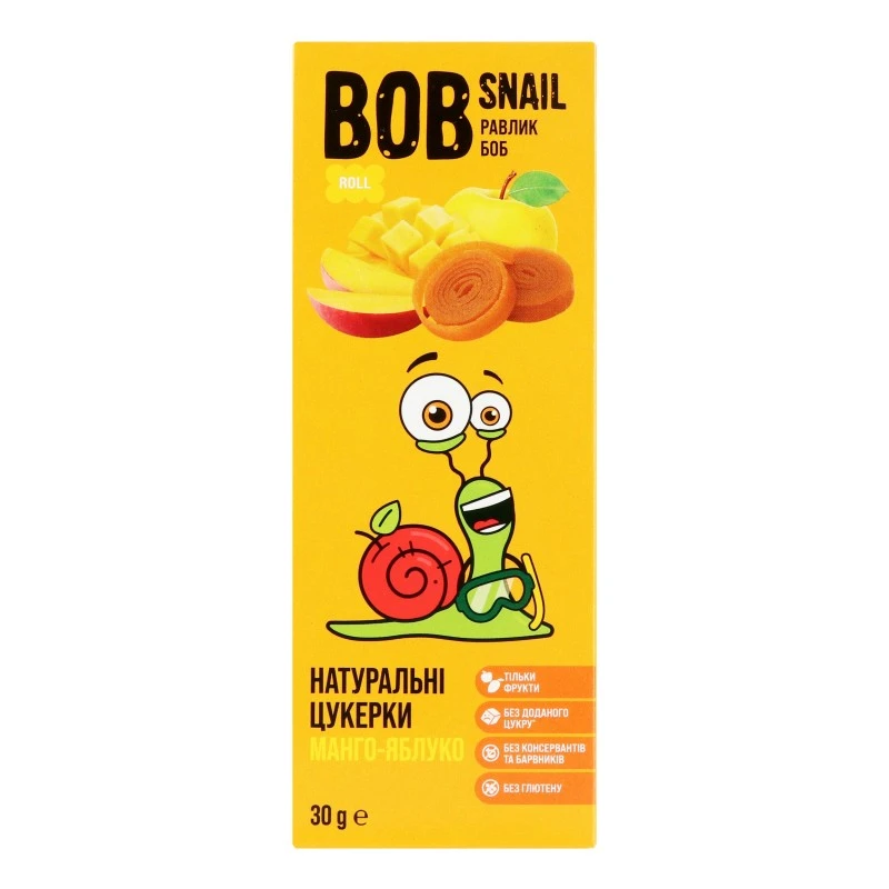 Цукерки фруктові натуральні Яблучно-манго Bob Snail к/у 30г